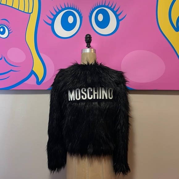 H&M Moschino Black Faux Fur Jacket